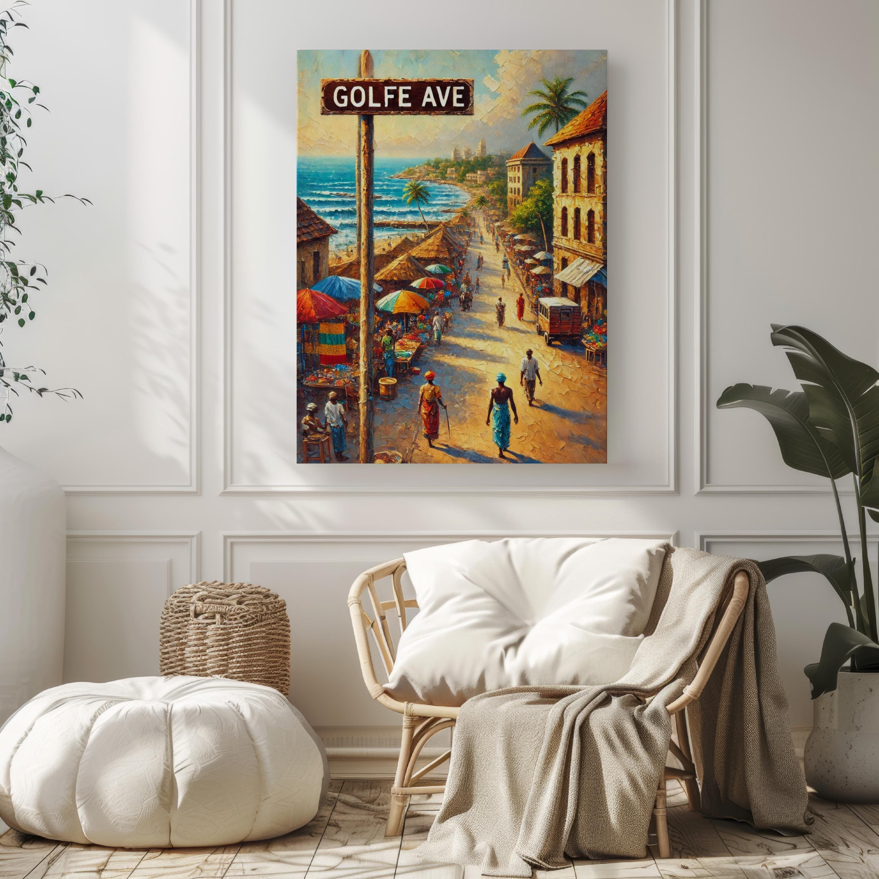 Golfe Ave Wall Art, Lomé Print, Togo Artwork, Coastal Shoreline Scene, Travel Souvenir, Travel Poster, Home Decor, Personalized Gift