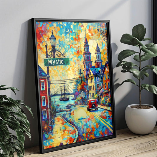 Connecticut Mystic Wall Art Print - Travel Poster & USA Souvenir, Housewarming Gift, Unique Connecticut Artwork