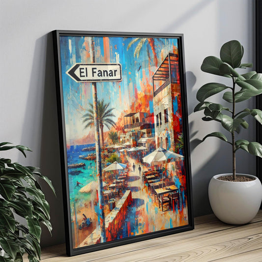 El Fanar Street Wall Art - Dahab Egypt Print, Travel Poster, Egypt Gift, Housewarming Decor, Vibrant Coastal Travel Art
