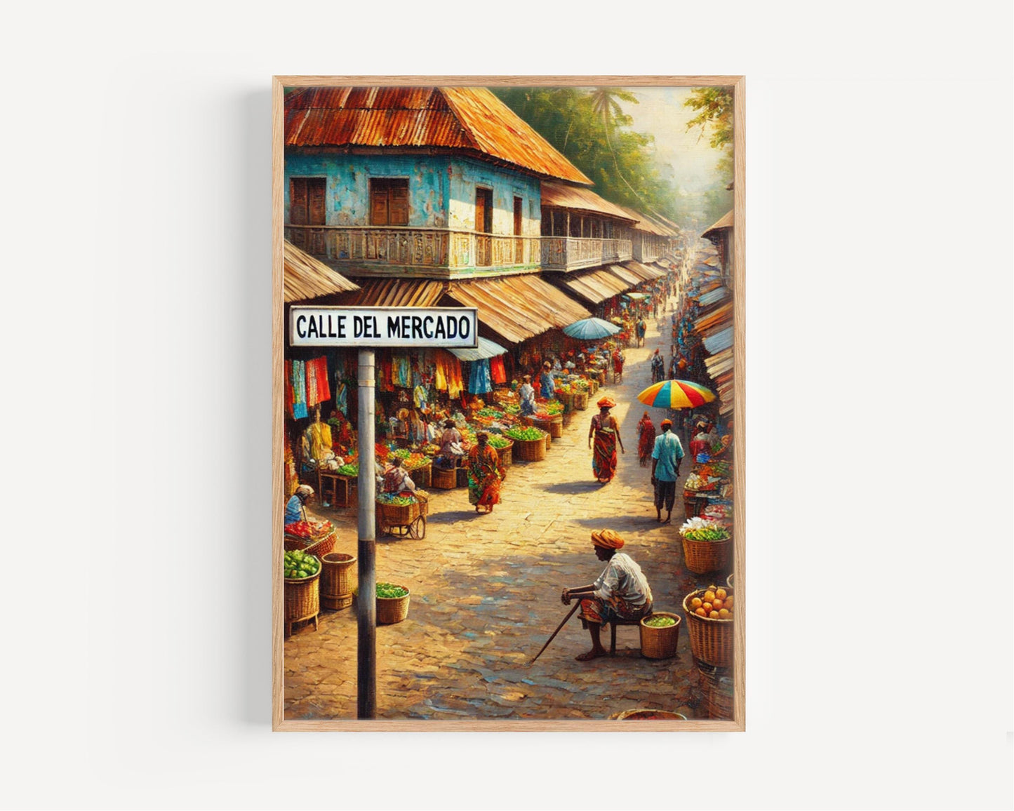 Calle del Mercado Wall Art, Malabo Print, Equatorial Guinea Art, Cityscape Travel Poster, Home Décor, Gift for Travelers, Fine Art Print
