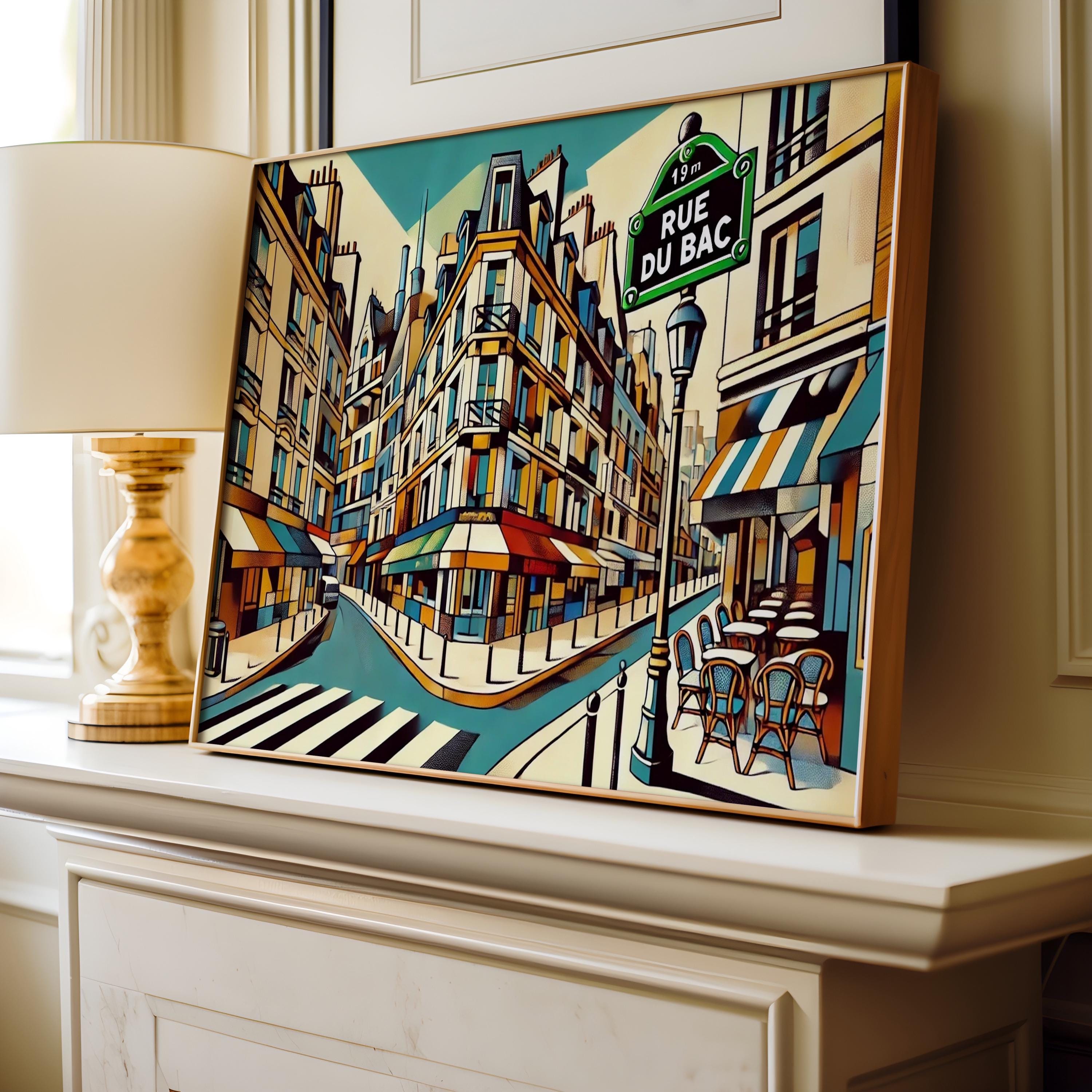 Rue du Bac Wall Art Paris Print, French Decor Travel Poster, Housewarming Gift, France Art, Elegant Parisian Home Decor