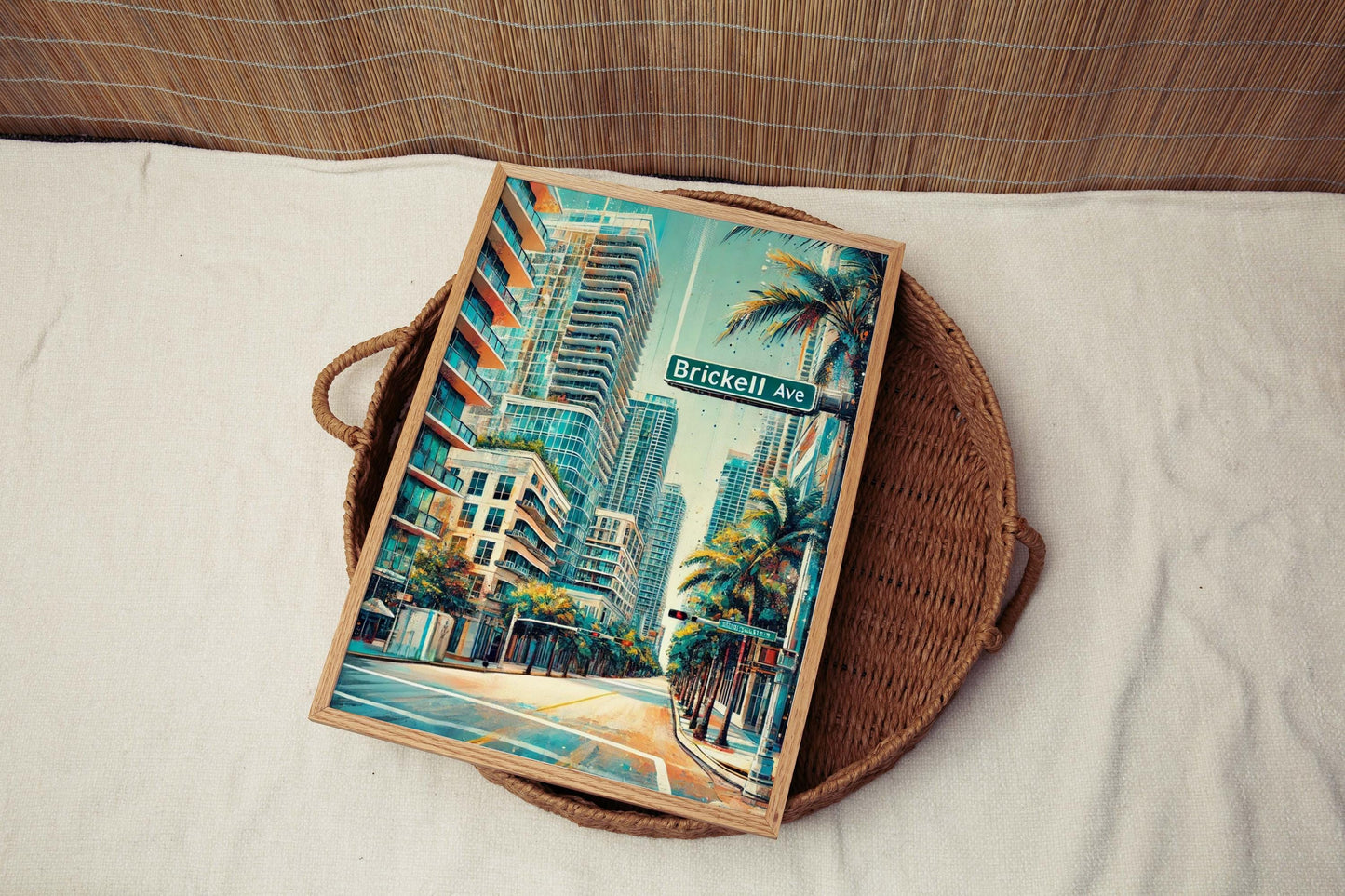 Brickell Ave Print Miami Wall Art, Florida Travel Poster, Modern Brickell Avenue Decor, Housewarming Gift, FL Art, Miami Print
