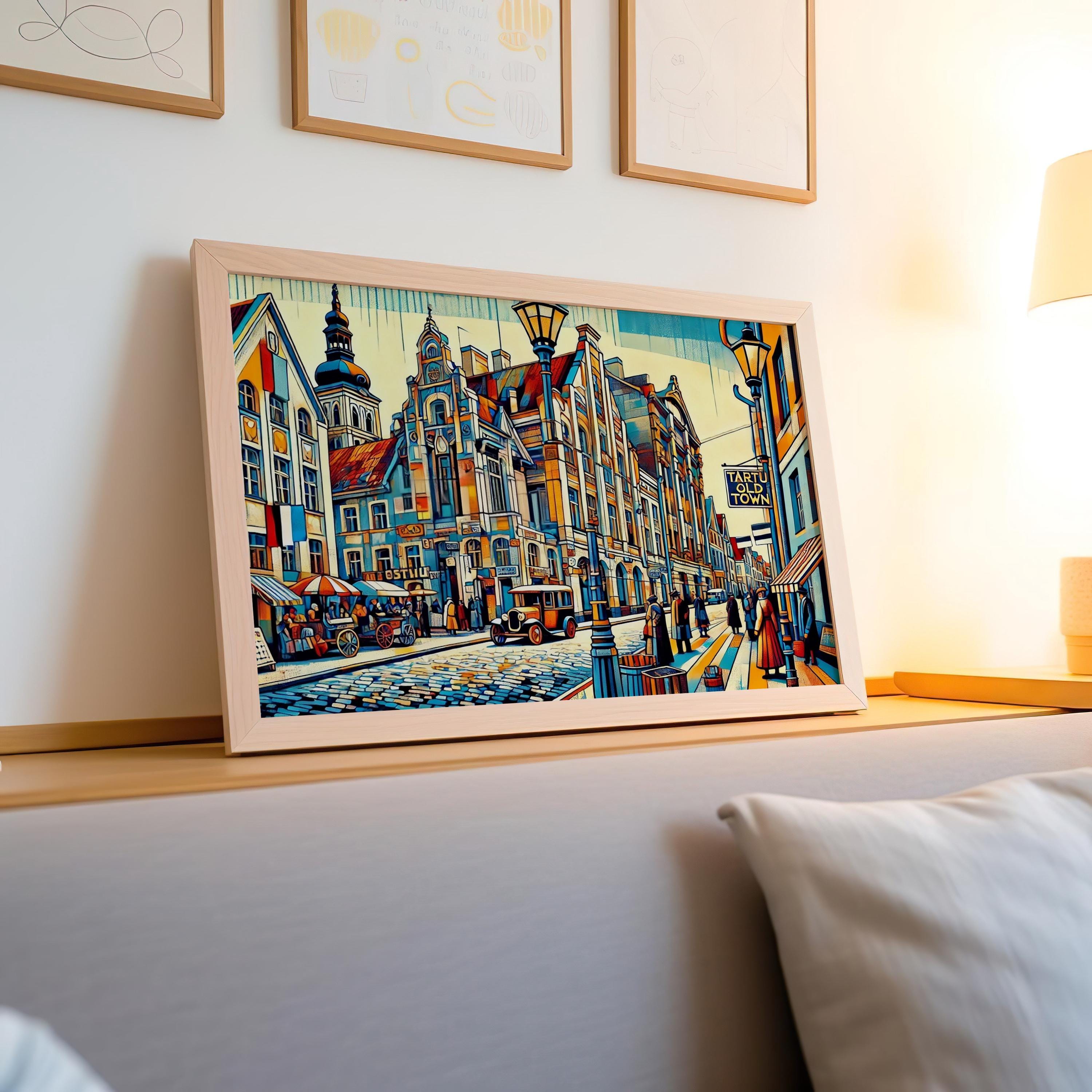 Tartu Old Town Vintage Print - Tartu, Estonia