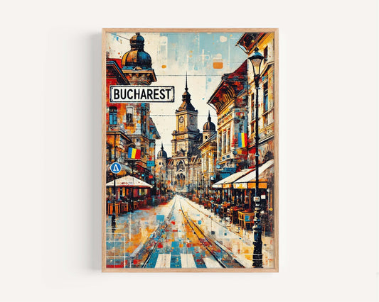 Bucharest Art Print - Romania Travel Poster, European Wall Decor, Housewarming Gift, Modern Bucharest Wall Art, Romania Artwork