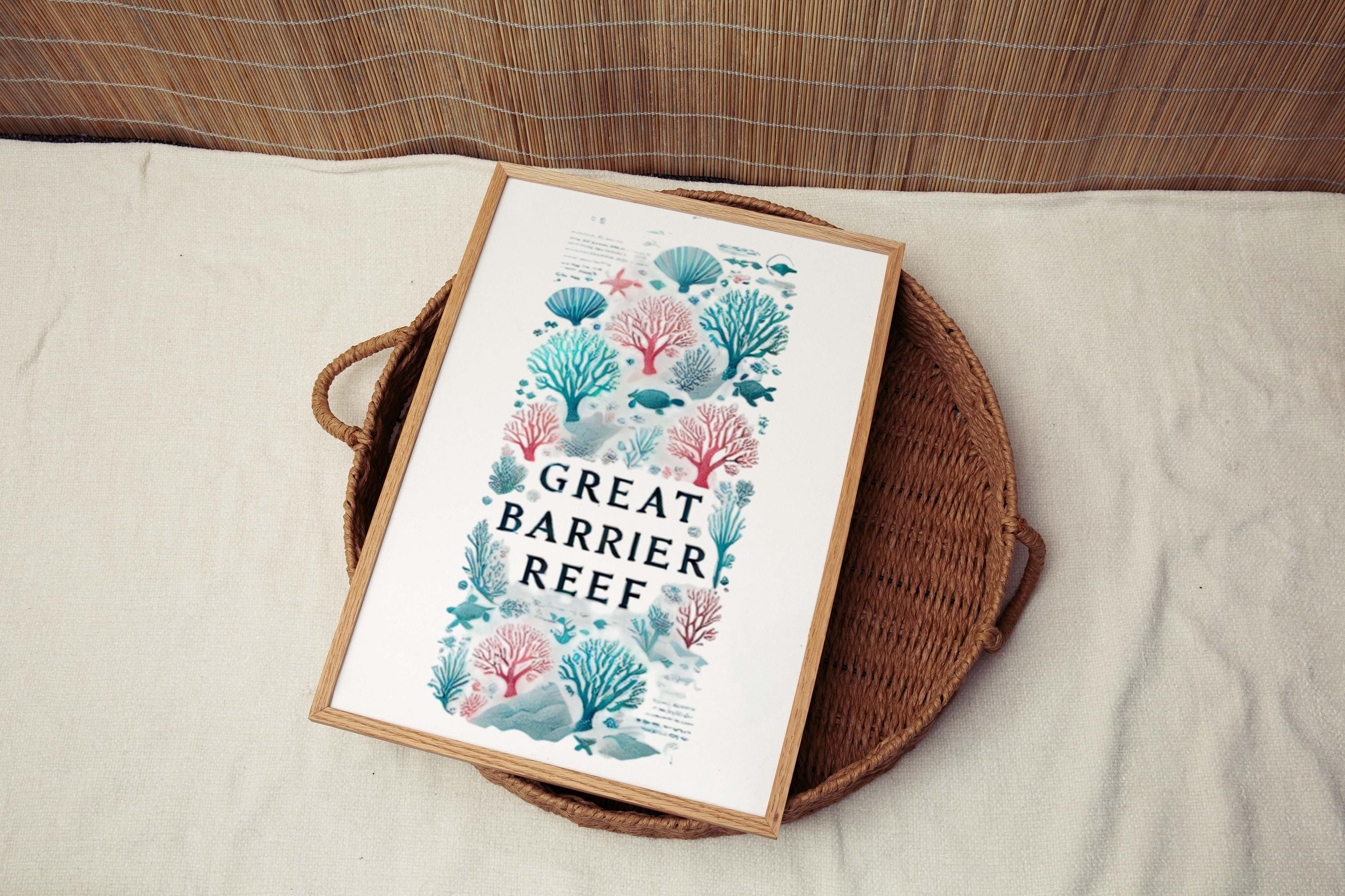 Great Barrier Reef Wall Art Print – Vibrant Ocean Marine Decor Travel Poster for Home, Office & Gift, Housewarming College Wall Art