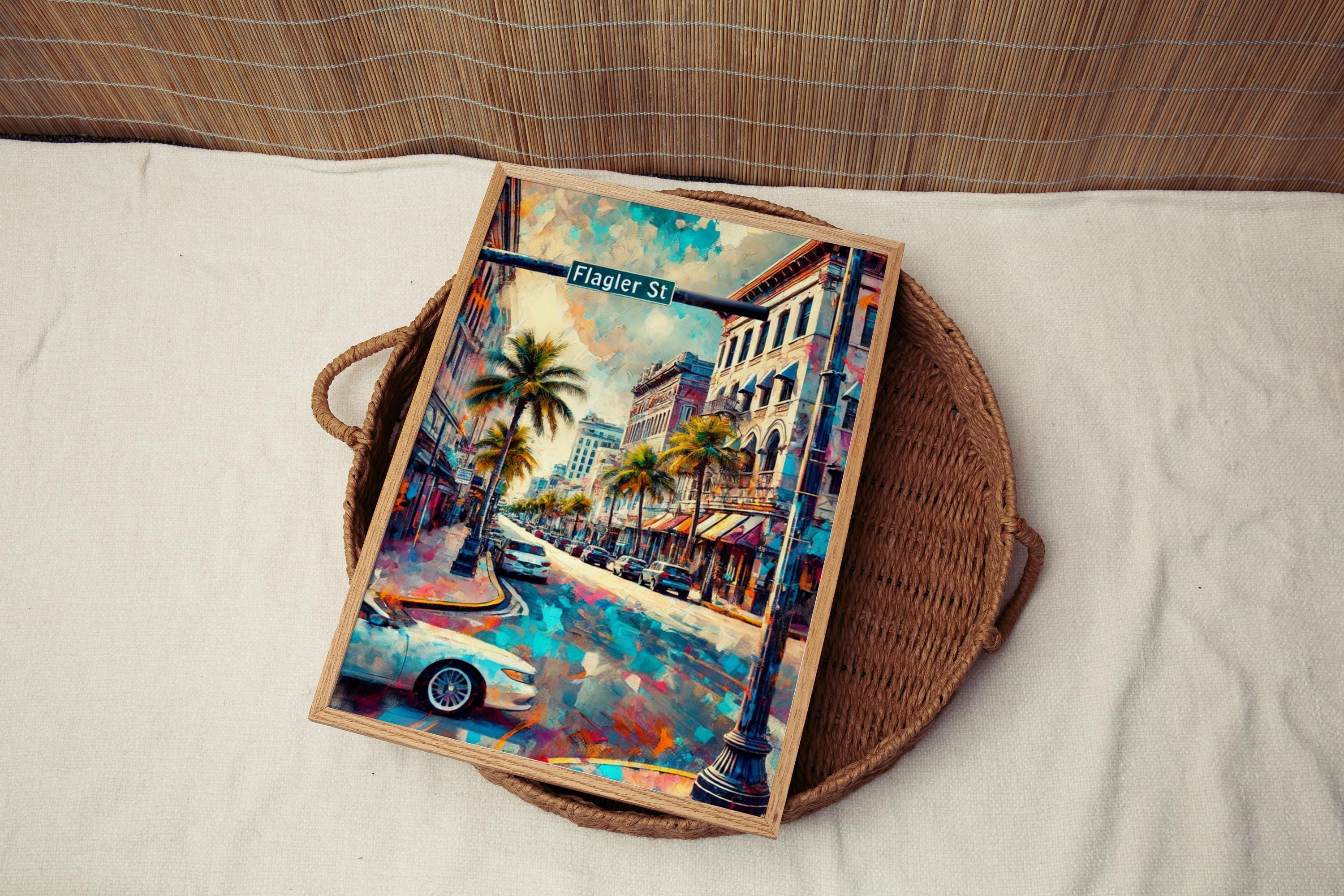 Flagler Street Wall Art - Miami, Florida, USA