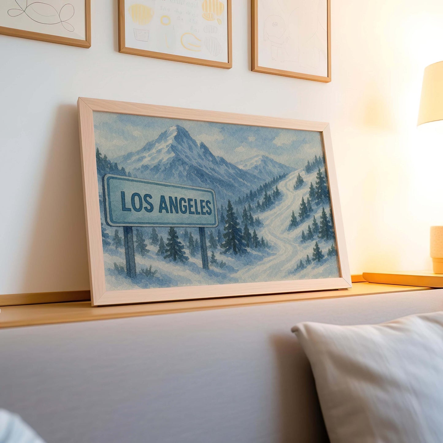 Los Angeles Ski Mountain City Map Wall Art | Urban Decor, Hollywood Art, LA Skyline, Modern Travel Print, Street Map, West Coast Art