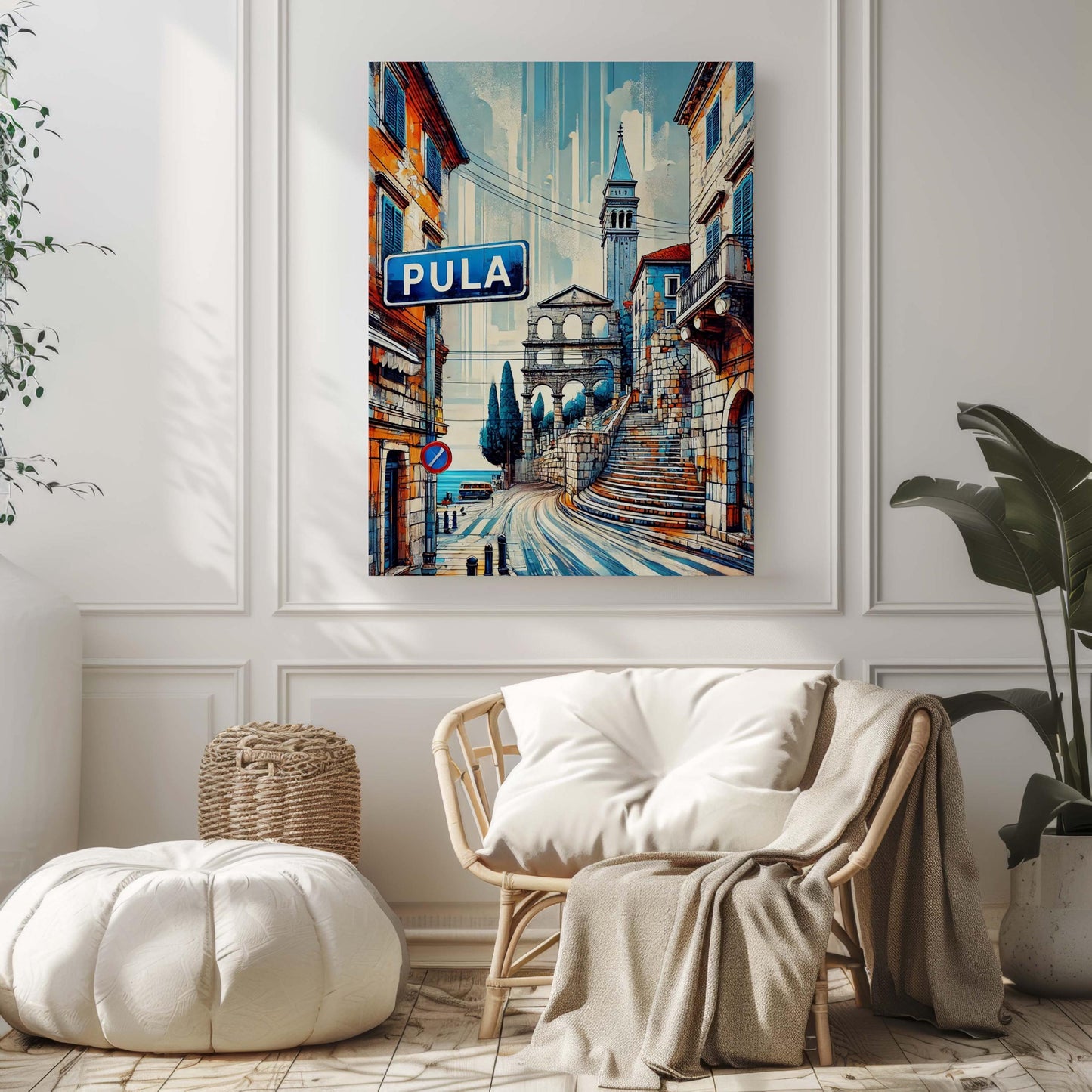 Pula Art Wall Print - Croatian City Travel Poster, Europe Home Decor, Housewarming Gift, Pula Travel Map, Coastal Croatia Artwork