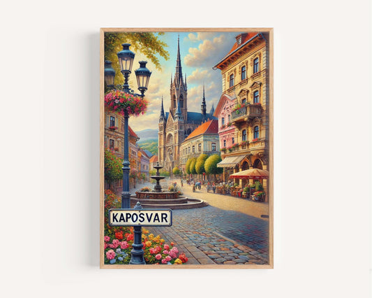 Kaposvar Art Print - Hungary City Wall Art, Travel Poster, European Gift, Housewarming Decor, Kaposvar Travel Print, Hungary Map Art