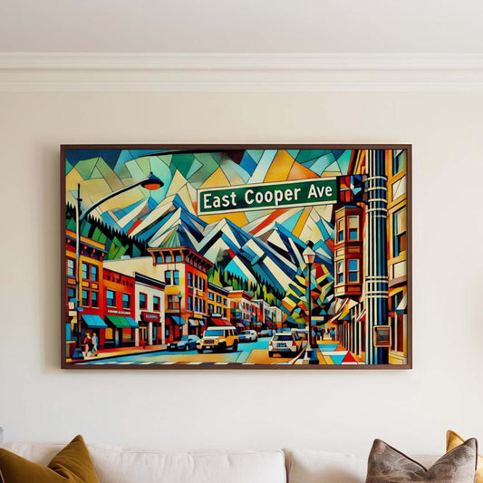 East Cooper Avenue Wall Art Print - Aspen Travel Poster, Colorado Gift, Housewarming Decor, Mountain Landscape Art, Modern Travel Print