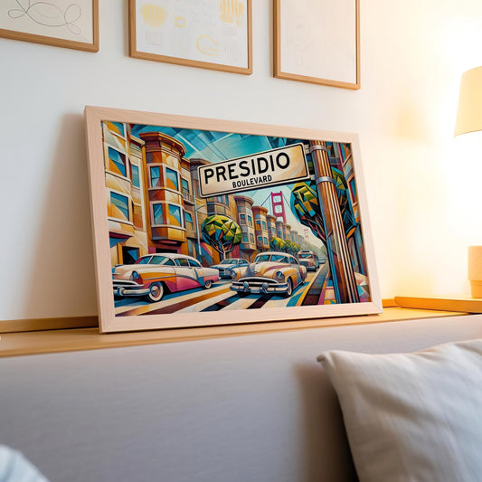 Presidio Boulevard Wall Art San Francisco Cubism Print California Travel Poster Unique Presidio Gift California Art Decor