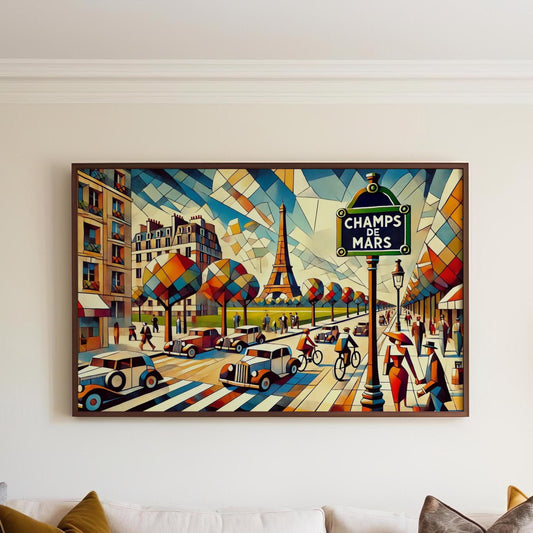 Champs de Mars Wall Art Print - Paris Travel Poster, France Gift & Souvenir, Housewarming Decor, French Cityscape Illustration