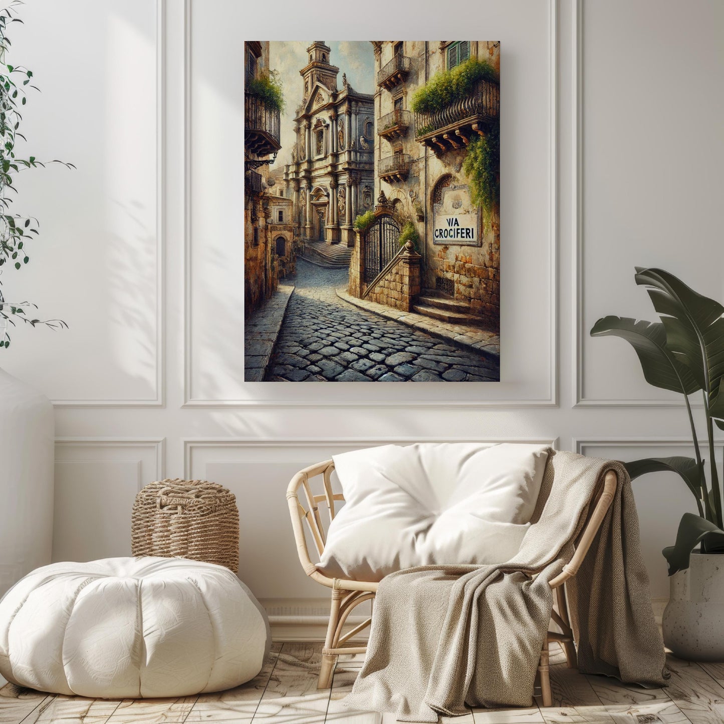 Via Crociferi Catania Italy Art Print, Baroque Street Scene