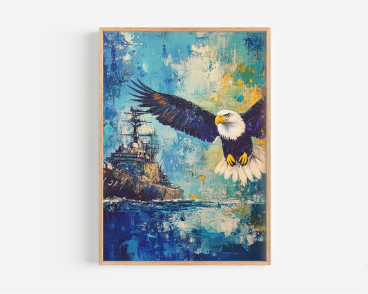 American Eagle Art | Abstract USA Wall Art Patriotic Poster | United States Independence Day Decor for Home