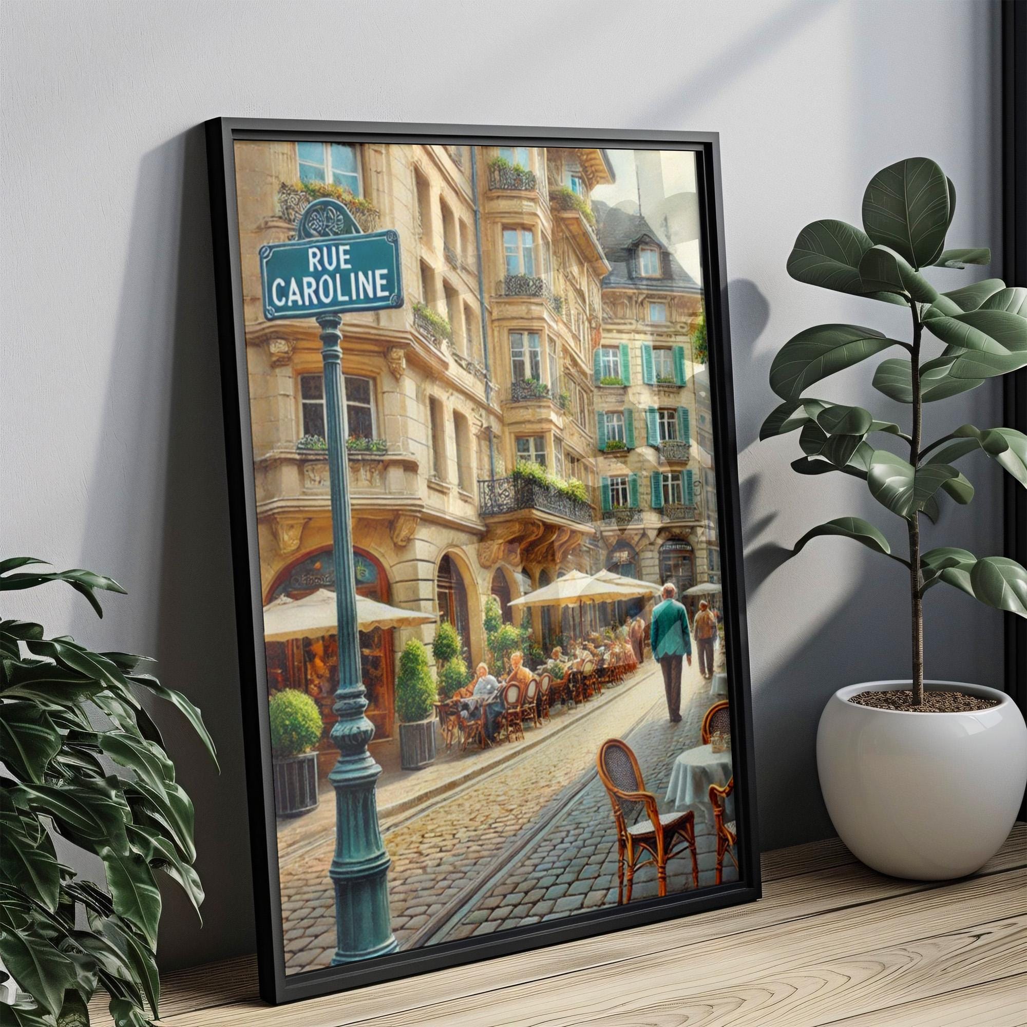 Rue Caroline Wall Art Print – Lausanne Switzerland Travel Poster, Switzerland Gift, Housewarming Decor, Modern European Cityscape Artwork