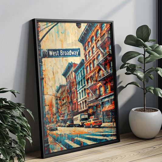West Broadway Print Manhattan Wall Art NYC Travel Poster New York City Gift Housewarming Decor NYC Art Map Illustration