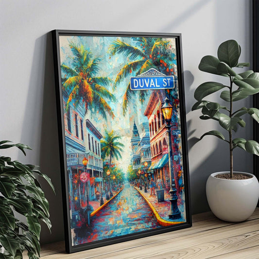 Duval Street Print - Key West Wall Art, Florida Travel Poster, Housewarming Gift, Coastal Decor, Florida Art, Duval Street Map Print