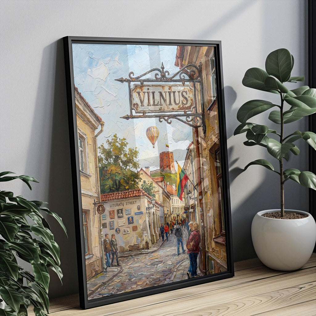 Vilnius Street Sign Art Print: Lithuania Capital City Travel Poster