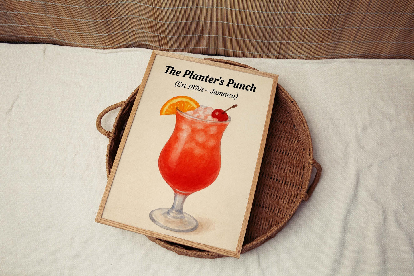 Planter's Punch Cocktail Print: Vintage Caribbean Drink Illustration