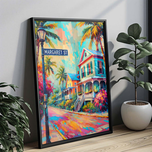 Margaret St Print - Key West Wall Art, Florida Travel Poster, Vintage Style Margaret Street Art, Housewarming & Florida Gift, FL Home Decor