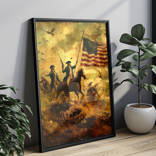 Abstract American War USA Wall Art – Patriotic United States Independence Poster for Home Decor