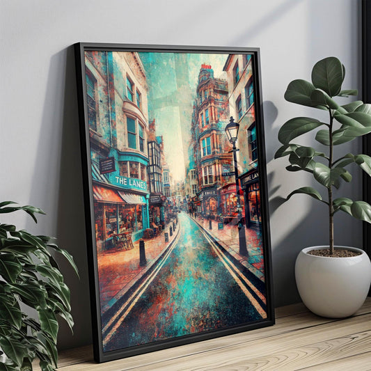 The Lanes Wall Art Print - Brighton Travel Poster, UK Gift, Housewarming Decor, Coastal Town Illustration, Unique UK Art