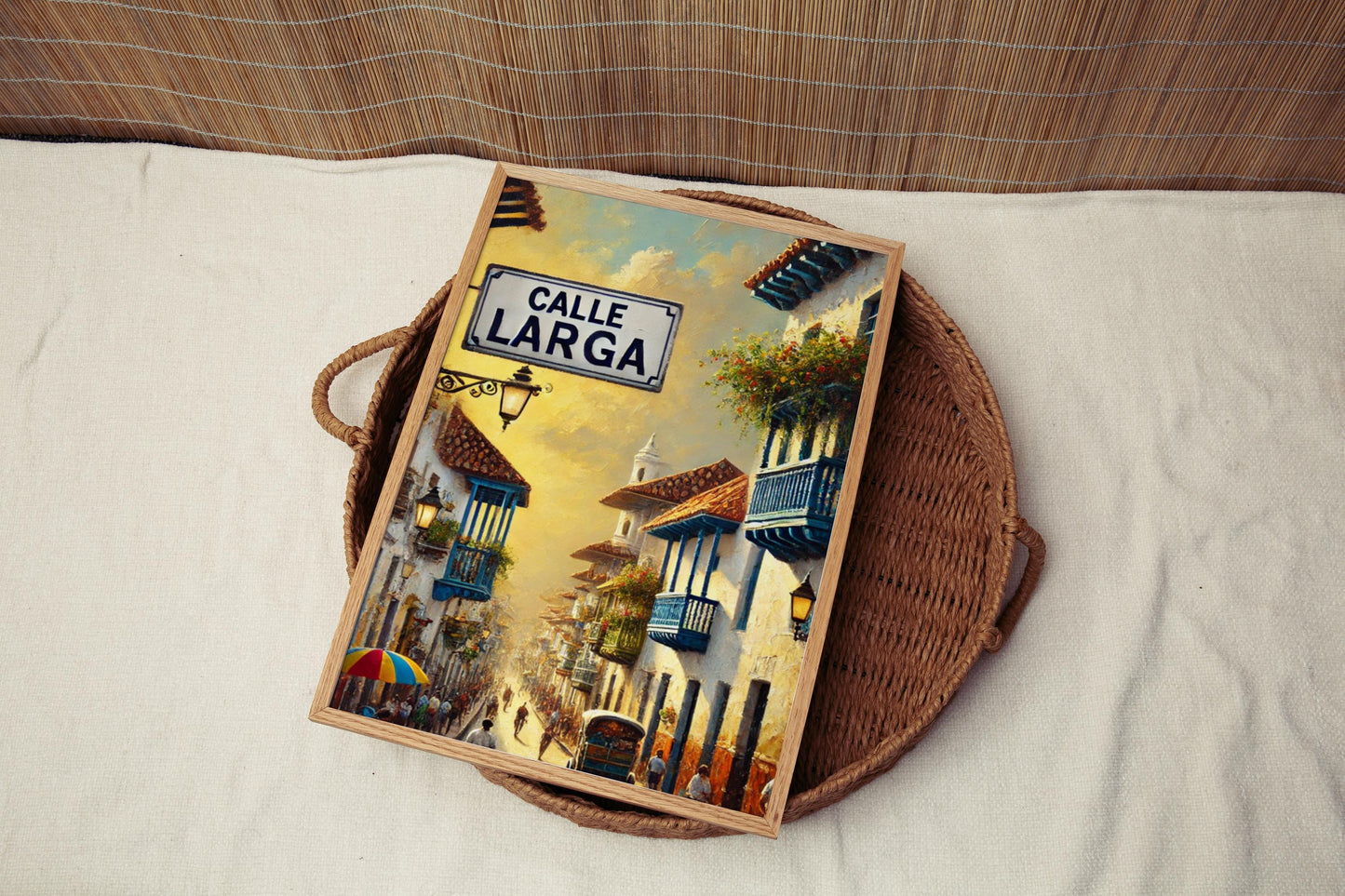 Cartagena Colombia Print: Calle Larga Street Sign, Travel Art