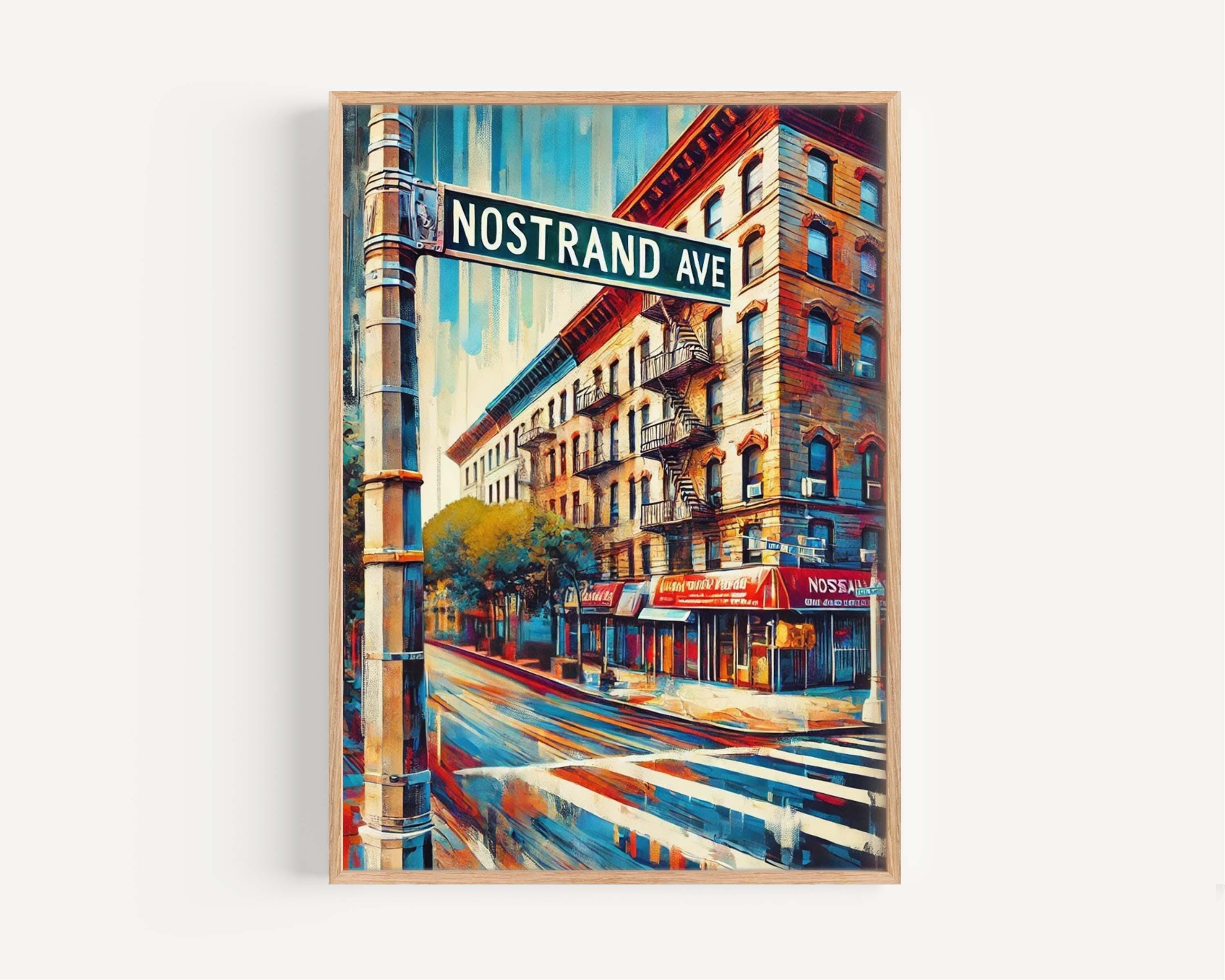 Nostrand Ave Print Brooklyn Wall Art Travel Poster New York Artwork Housewarming Gift Brooklyn Gift