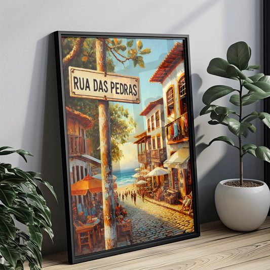 Rua das Pedras Wall Art, Búzios Brazil Print, Seaside Street Scene, Coastal Travel Poster, Brazil Travel Souvenir, Housewarming Gift