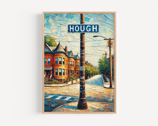 Art Hough Wall Art Cleveland Print Travel Poster Ohio Gift USA Decor Souvenir Housewarming Gift