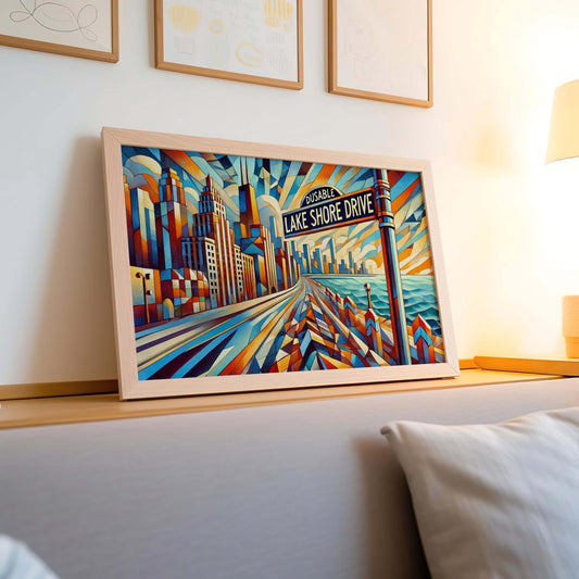 DuSable Lake Shore Wall Art Print - Chicago Travel Poster, Cityscape Decor, Perfect Housewarming & Gift Idea