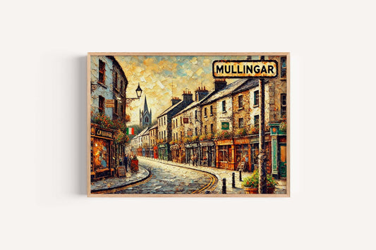 Mullingar Art Print, Ireland City Travel Poster, European Wall Art, Housewarming Gift, Mullingar Ireland Map, Home Decor, Unique Travel Gift