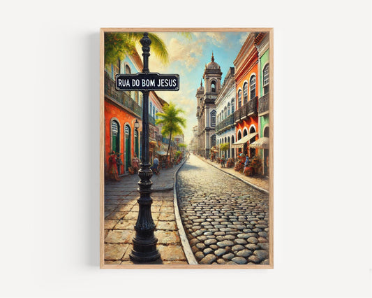 Recife Brazil Print: Rua do Bom Jesus Historic Street Art