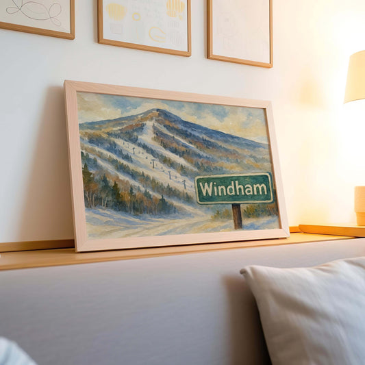 Windham NY Winter Mountain Print, Ski Resort Wall Art