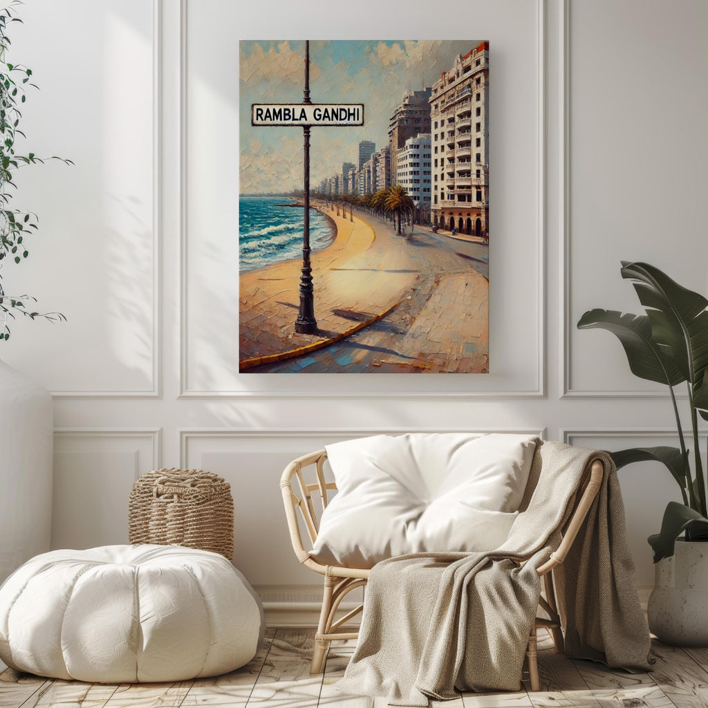 Montevideo Rambla Gandhi Wall Art Print – Uruguay Travel Poster, Housewarming Gift, Montevideo Home Decor, South America Artwork