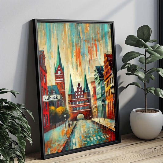 Lübeck Art Wall Print, Germany City Travel Poster, European Artwork, Housewarming Gift, Lübeck Map Decor, German Home Wall Art
