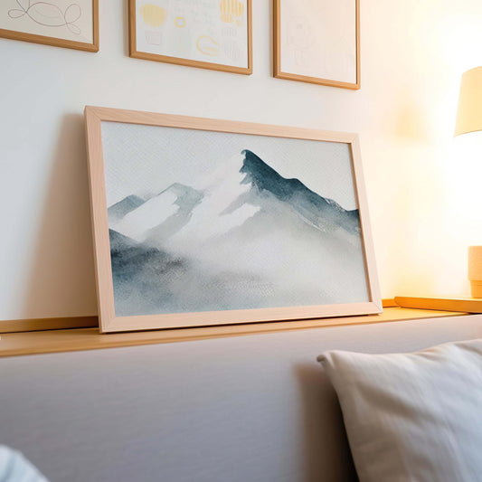 Nature Gift Mountain Wall Art, Snowy Print Nature Decor, Housewarming & New Home Family Art, Winter Landscape Print for Cozy Home