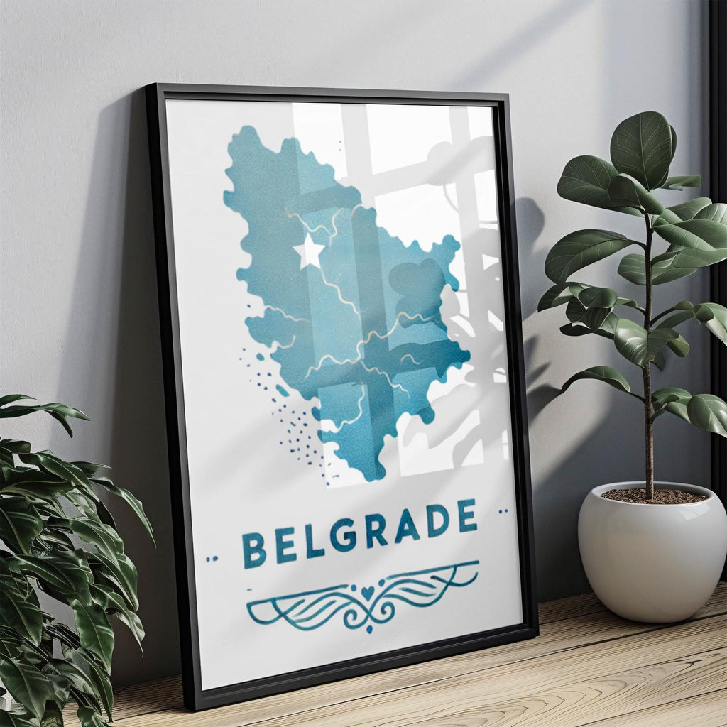 Serbia Belgrade Wall Art Print - Travel Home Decor, Serbia Gift, Housewarming Wall Artwork, Modern City Map Poster