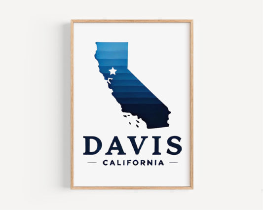 Davis Wall Art California Print – Travel, College Decor Gift, Housewarming & Cali Souvenir Home Decoration