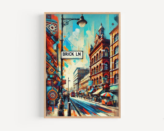 UK London Brick Lane Wall Art Print Vintage Travel Poster Home Decor Gift for UK Lovers