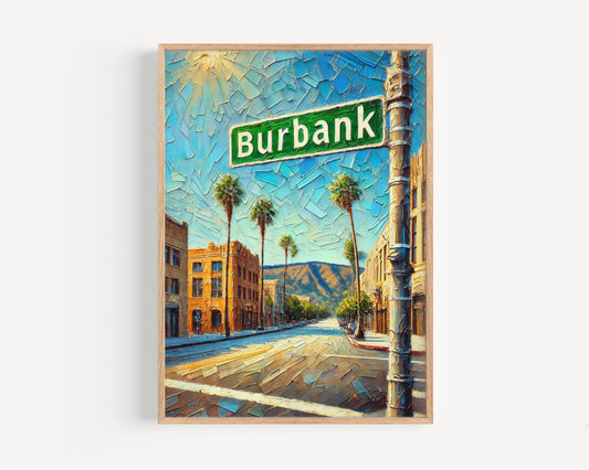 California Burbank Wall Art Print - Travel Poster, USA Decor, California Gift & Housewarming Present, American City Map Artwork