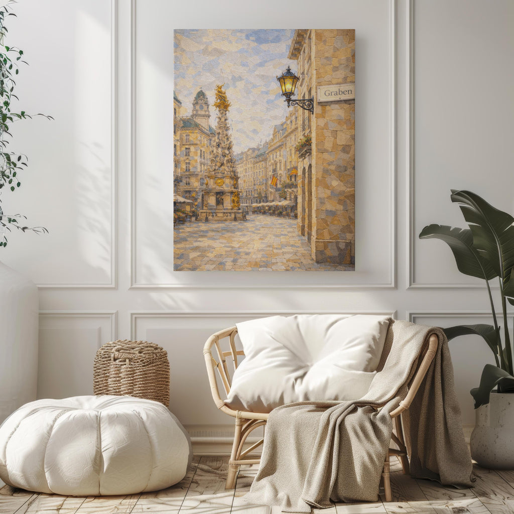 Graben Oil Painting Art Print: Vienna Austria Street Sign Travel Poster