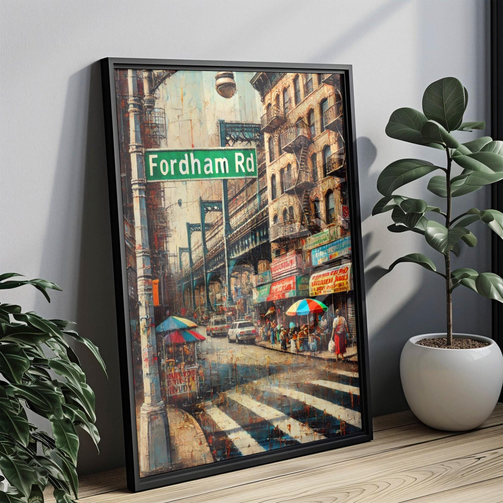 Fordham Drive Oil Painting Art Print: Bronx NYC Street Sign Travel Poster