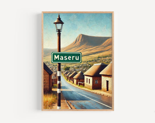 Lesotho Print Travel Poster Wall Art African Souvenir Modern Lesotho Map Design Housewarming Gift Decor