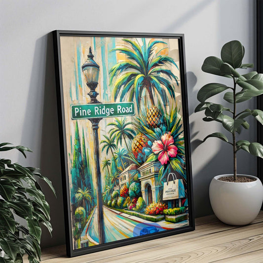 Naples Art Pine Ridge Road Wall Art Print - Florida Travel Poster, Housewarming & Florida Gift, FL Home Decor