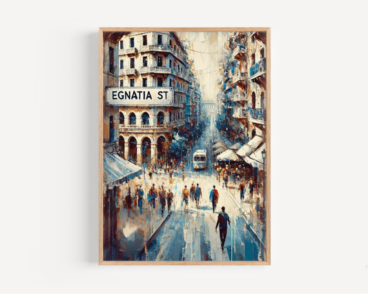 Egnatia Street Wall Art, Thessaloniki Print, Greece Urban Decor, Travel Souvenir, Cityscape Poster, Greek Street Scene, Gift for Travelers