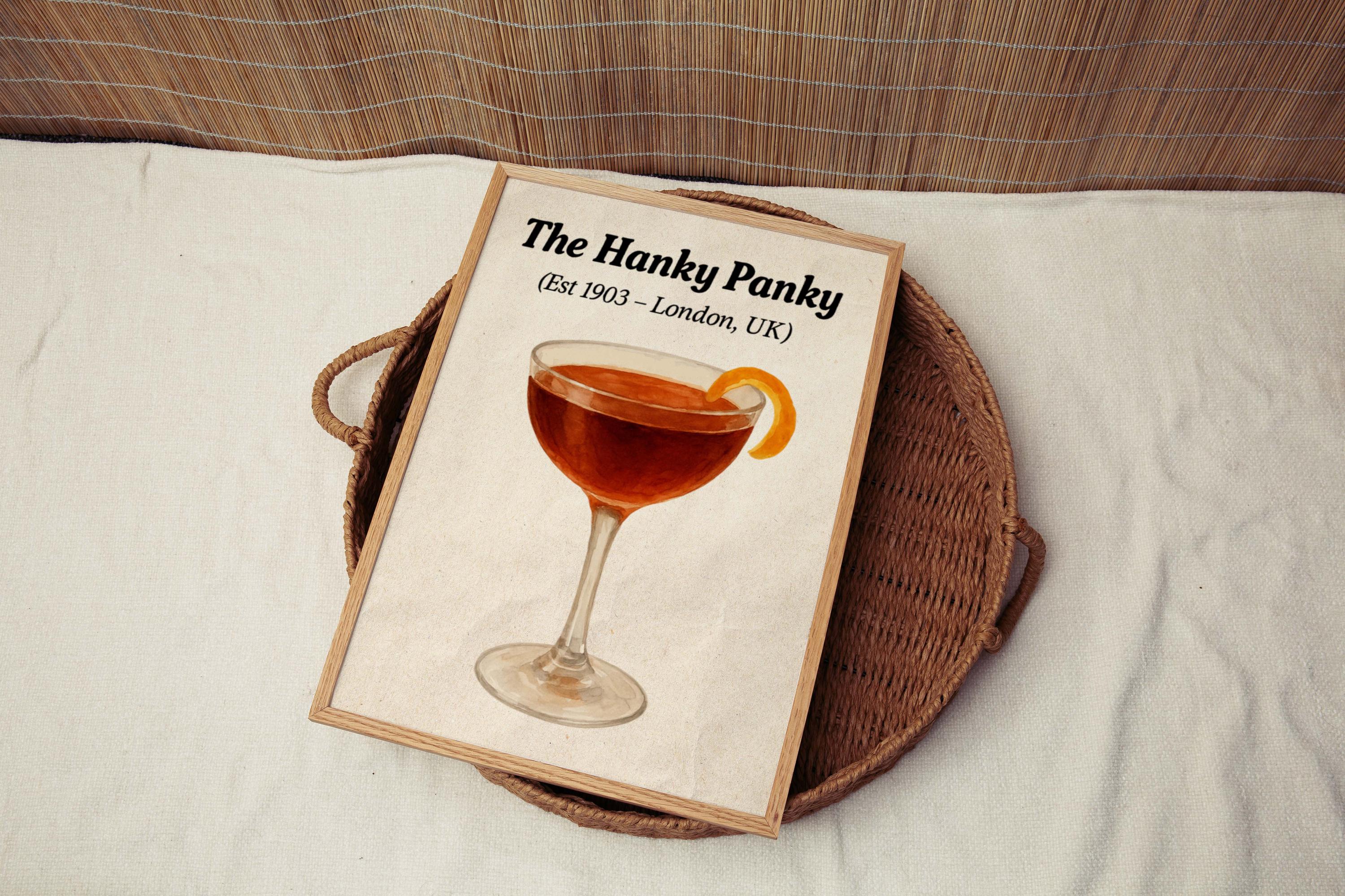 Hanky Panky Cocktail Poster Retro - London, United Kingdom