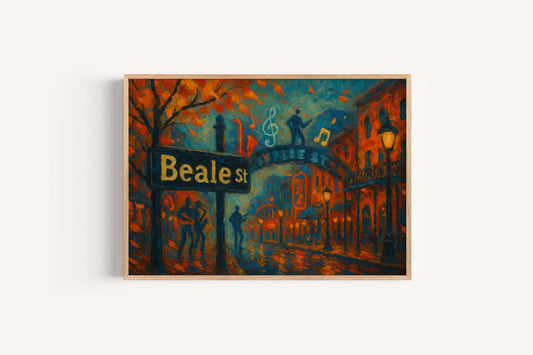 Beale Street Art Print – Memphis Music Scene, Autumn Colors