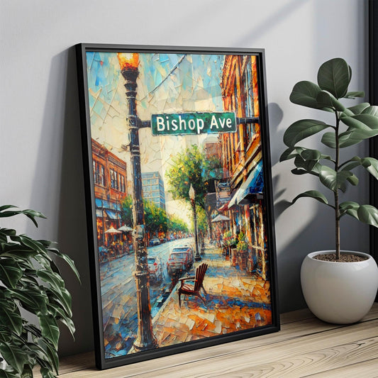 Texas Bishop Ave Wall Art Print, Dallas Travel Poster, Texas Gift, Housewarming Decor, Unique Texas Artwork, Modern Travel Wall Decor