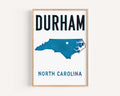 Durham Print - North Carolina Wall Art, Travel Decor, College Gift & Housewarming Home Accent, NC Map Poster, Durham Art Print